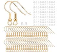 ZEPIQOR 100 Pcs Attache Boucles d'Oreilles en Acier avec Bouchons, Fermoir pour Fabrication de Bijoux, Or