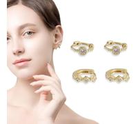 ZEPIQOR 2 Paires Boucles d'oreilles Plaqué or pour Femme Fille Hypoallergénique Petits Clous d'oreilles Plaqué or Créoles Zirconium Piercings Oreille Cartilage