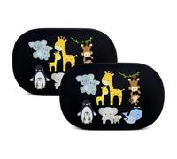 ZEPIQOR 2 PCS Pare Soleil Voiture Bébé Enfant, Pare Brise Vitres Latérales, Motif Eléphant Animal, Auto Adhésifs, Sac Rangement, 51 x 31 CM, Universelle, Protection Solaire et UV