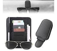 ZEPIQOR 2 Pcs Porte Lunettes pour Voiture, Magnétique Support Lunettes Voiture, Leather Multifunctional Organisateur Voiture, Clip de Support de Lunettes de Soleil, Pare Soleil Voiture Accessory Clip