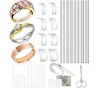 ZEPIQOR 20Pcs Ajusteurs pour Bagues, 8 Tailles Réducteur de Taille de Ajusteur Bague Invisiblee, Ajusteur Bague avec Chiffon de Polissage Règle de Mesure,Reducteur Bague pour Presque Toutes Les Bagues