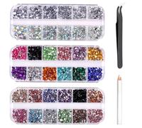 ZEPIQOR 3690 Pièces Strass Ongle Nail Art, strass, strass et paillettes, Mix Tailles Strass Ongle Cristal Nail Art Ongles avec Pincette Pick Up et Stylo Pointeur Strass pour Nail Art et la Décoration