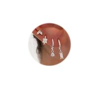 ZEPIQOR 4 Paires Boucles d'oreilles Femme 925 Hypoallergénique 14K Plaqué Or Mini Créoles Puces d'oreilles Lot Boucles d'oreilles Zircone Pendantes Bijoux Plusieurs Piercings et Trous d'oreille