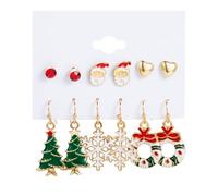 ZEPIQOR 6 Paires Boucles d'Oreilles de Noël Avec Père Noël, Bonhomme de Neige, Flocon - Cadeaux pour Femmes et Filles