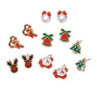 ZEPIQOR 6 Paires Boucles d'Oreilles de Noël - Cadeaux Avec Père Noël, Bonhomme de Neige, Flocon de Neige, Renne, Arbres Pour Femmes et Filles