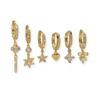 ZEPIQOR 6 Paires Boucles d'Oreilles Femme Argent 925 Plaquées Or 14K Créoles Boucles d'oreilles Zircon Papillon Piercing Oreille Cartilage Boucles d'oreilles Femme Or pour Piercings Multiples