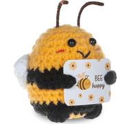 ZEPIQOR Abeille Positive, Poupée Positive en Tricot, Mini Poupée en Peluche Tricotée, Poupée Tricotée en Forme De, Cadeau Anniversaire Femme Homme, Cadeau Personnalisé（grosse abeille）