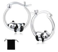 ZEPIQOR Boucles d'oreilles pour fille, Boucles d'oreilles de panda,Petites boucles d'oreilles créoles en forme de panda mignon pour femmes, adolescentes, filles