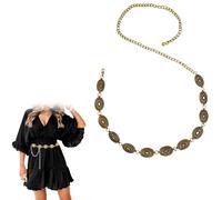 ZEPIQOR ceinture pirate, Ceinture en chaîne pour femme, Turquoise, Réglable, En métal, Pour robe, chaine de ventre, ceinture dorée, bijoux de corps, Chaîne en or, Länge 110cm (Passt Taille 95cm)