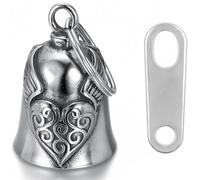 ZEPIQOR Clochette Moto Gardien, Ange Gardien en Acier Inoxydable, Argent, H 41 mm x L 34 mm x P 35 mm, Cadeau pour Motards et Cyclistes