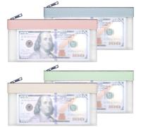 ZEPIQOR Lot de 4 Sacs d'Argent Transparent Fermés par Fermeture Éclair - Pochette, Enveloppe, Sac de Banque, Organisateur Polyvalent