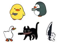 ZEPIQOR Lot de 5 badges de dessin animé en émail,Adorables badges d'animaux,Broches de dessin animé de chat,Broches de canard,Insignes émotionnels,Pour hommes,femmes et enfants