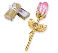 ZEPIQOR Rose, figurine fleur artificielle en collection, rose eternelle, Fleur Rose Eternelle pour Elle Maman Femme Petite Amie au Saint Valentin Fête（boîte d'or de poteau d'or）