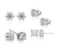 ZEPIQOR Zirconia Cubic Boucles D'oreilles 18 k Or Blanc Hypoallergénique Sterling Silver Boucles D'oreilles Brillant Grand Diamant Analogique Halo Boucles D'oreilles pour Femmes Hommes