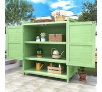 Zepneiy Abri de Jardin avec Portes d'armoire, Cabane de Jardin avec Espace de Rangement fermé, Coffre de Jardin, Armoire Outils de Jardinage, 87,7x40x70,2cm Vert