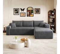 Zepneiy Canapé compressé Moderne et Minimaliste, Canapé d'angle avec avec méridienne d'angle Droit, Canapé Style Cloud Aucun Assemblage requis Gris