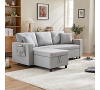 Zepneiy Canapé Convertible 3 Places en L, Canapé d'angle Convertible avec Rangement, Canapé Lit avec Sac d'accoudoir, Méridienne Réversible Gauche/Droite au Salon Appt