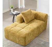 Zepneiy Canapé sans Assemblage nécessaire, Fauteuil rembourré avec Méridienne, Canapé 1 Places avec Coussin et Poches latérales pour télécommande et téléphone Portable, Chenille Jaune