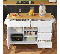 Zepneiy Chariot de Salle à Manger Minimaliste Moderne (134 x 46 x 92 cm), Combinaison d'armoires de Rangement à tiroirs, Design Mobile et Fixe, adapté à la Cuisine, Blanc