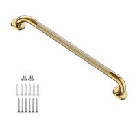 Zepolu Barre d'appui de douche dorée avec poignée moletée antidérapante de 81,3 cm, barre d'appui murale en acier inoxydable, main courante équilibrée, poignée texturée pour blessure de handicap