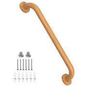 Zepolu Barre d'appui de douche en bois de 40,6 cm, barre de sécurité en acier inoxydable à fixation murale, main courante équilibrée pour salle de bain, poignée d'aide pour personnes âgées et âgées