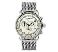 Zeppelin 100 Jahre 8680M Montre pour homme, avec bracelet en acier inoxydable massif, chronographe, date et alarme, 8680m-3 - Vert clair, Bracelet