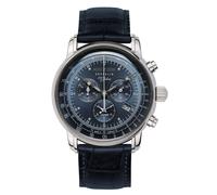 Zeppelin 7680-3 100 Ans Cadran Bleu Montre Avec Bracelet En Cuir