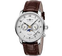 Zeppelin 85361 Friedrichshafen Phase Lunaire 40mm 5ATM Quartz Homme Blanc Arg...