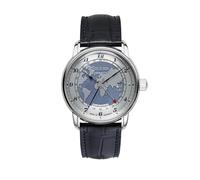 Zeppelin 8596-3 Friedrichshafen - Montre automatique homme 42 mm cuir bleu GMT date 5 ATM
