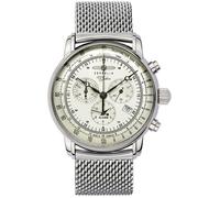 Zeppelin 100 Jahre 8680M Montre pour homme, avec bracelet en acier inoxydable massif, chronographe, date et alarme, 8680m-3 - Vert clair, Bracelet