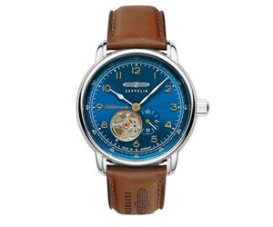 Zeppelin 9666-3 Mediterranée Montre automatique pour homme avec bracelet en cuir marron