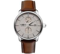 ZEPPELIN Atlantic 8426-5 - Montre mécanique homme 42 mm, boîtier acier, cadran beige, bracelet cuir marron