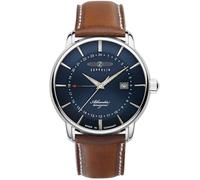 ZEPPELIN 8442 Montre pour Homme avec Bracelet en Cuir Série Atlantic Quartz GMT Date, Bleu, Taille Unique, Sangle