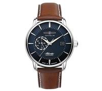 POINT tec Zeppelin Montre Atlantic 8470-3 Automatique Bracelet cuir Homme Argenté
