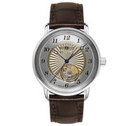 Zeppelin Friedrichshafen 8567-5 Montre automatique pour femme 36 mm en cuir marron foncé argenté 5ATM
