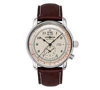 Zeppelin Los Angeles Dual Time Montre Homme Analogique Quartz avec Bracelet Cuir 8644-5