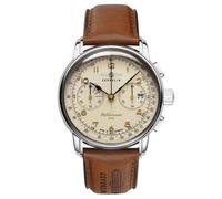 Zeppelin Montre Homme 9670-5 Chronographe 42 mm Cuir Beige Acier 5 ATM