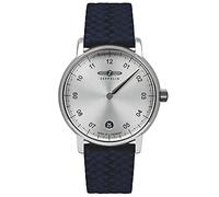 Zeppelin Montre pour femme 8643 – ETA Quartz Monotimer, boîtier 36 mm, bracelet cuir, date, argenté