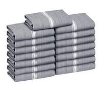 Zeppoli Lot de 15 torchons de Cuisine 100% Coton Naturel, Doux, absorbants, réutilisables (Rayures Grises et Blanches)