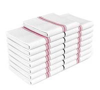 Zeppoli Lot de torchons de Cuisine 100% Coton Naturel, Doux, absorbants, réutilisables (36 x 64 cm (Blanc à Rayures)