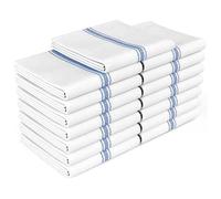 Zeppoli torchons de Cuisine Classiques - Torchons à Vaisselle 100% Coton Naturel - Chiffons de Nettoyage réutilisables - Super absorbants, Essentiels pour la Cuisine, 35 x 63 cm (Rayé Bleu, Lot de 15)