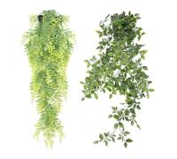 Zequech 2 Potiche de Plantes Verts Simulées : Datura et Nephrolepis exaltata 'Bostoniensis'. Polyvalentes pour Intérieurs, Extérieurs, Bureaux, Mariages et Paysages