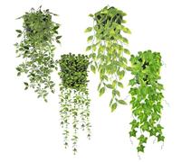 Zequech 4 Bassins de Plantes Verts Simulées, Datura, Pois, Eucalyptus Court, Lierre. Adaptables à Divers Scénarios, Idéales pour Décorations de Mariages Intérieurs/Extérieurs et Paysages Artificiels