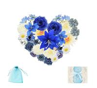 Zequech 40 Pièces Fleurs Artificielles, Mini Fausse Fleur Artificielle Décoratives pour Bouquet de Mariée Couronne Mariage Fête Festival Maison Jardin Bricolage Artisanat (Bleu Marine)