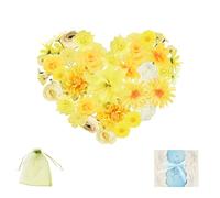 Zequech 40 Pièces Fleurs Artificielles, Mini Fausse Fleur Artificielle Décoratives pour Bouquet de Mariée Couronne Mariage Fête Festival Maison Jardin Bricolage Artisanat (Jaune)