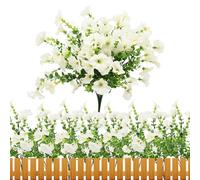 Zequech 8 Bouquets Fleurs Artificielles Extérieur, Résistante aux UV Simulation Fausse Gloire Matinale Fleurs Pétunia Deco Plante pour Décoration Jardin Balcon Fenêtre (Blanc)