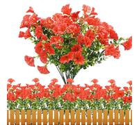 Zequech 8 Bouquets Fleurs Artificielles Extérieur, Résistante aux UV Simulation Fausse Gloire Matinale Fleurs Pétunia Deco Plante pour Décoration Jardin Balcon Fenêtre (Rouge)
