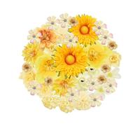 Zequech Lot de 35 Fleurs en Plastique pour Artisanat, Mini Fleurs décoratives Jaunes, pour Bouquet de mariée, Tableau Mural, fête de Mariage, fête, Maison, Jardin, Bricolage, décoration, Accessoires