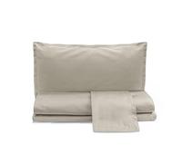 zer0bed, Parure de lit Double en Satin de Coton de Couleur Unie, Ivoire, 100% Satin de Coton, Drap Plat, Drap Housse avec Angles, Paire de taies d'oreiller 4 Volants