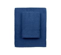 zer0bed, Serviettes de Bain Bleues, Ensemble 2 Serviettes de Bain, Serviette de Visage, Serviette de Bidet, Couleur Unie, Bleu, 100% Coton, Lot de 2 pièces
